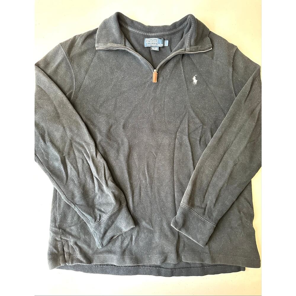 Vintage Polo Ralph Lauren Estate Rib Quarter Zip Pullover Sweater Gray L